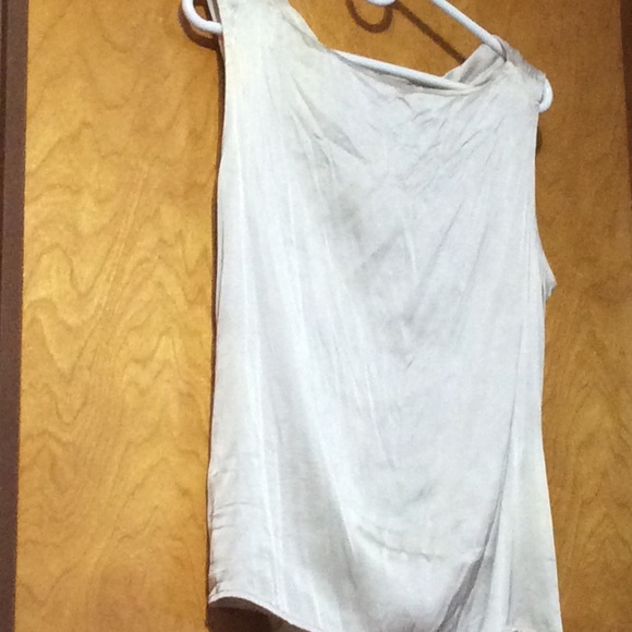 Silver Silk Drape Neck Sleeveless Top - Picture 2 of 8